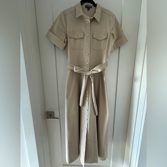 J. Crew Tie-Waist Shirtdress in Stretch Twill Size 4 - Picture 2 of 11